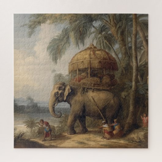 Puzzle éléphant botanique vintage avec howdah aussi (Vertical)