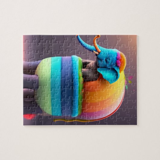 Puzzle Eléphant coloré drôle (Horizontal)