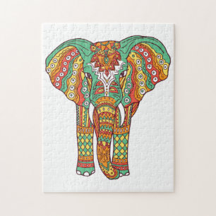 Puzzle Eléphant coloré Mandala