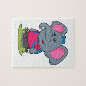 Puzzle Elephant comme randonneur avec sac à dos (Horizontal)