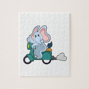 Puzzle Elephant comme vélo avec scooter