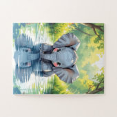 Puzzle Éléphant de bébé adorable et reflet (Horizontal)