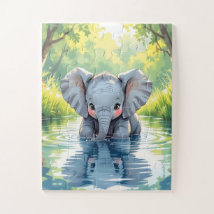 Puzzle Éléphant de bébé adorable et reflet