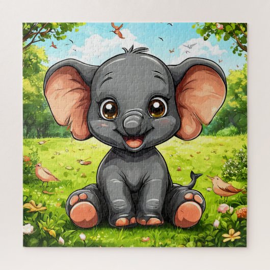 Puzzle Éléphant de dessin animé adorable (Vertical)