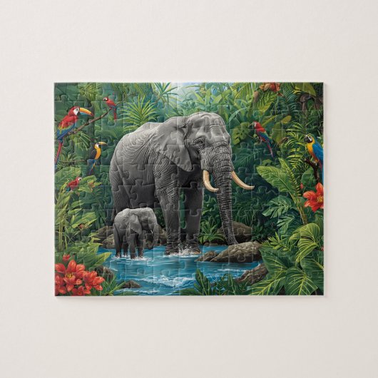 Puzzle Éléphant de jungle et safari bébé (Horizontal)