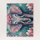 Puzzle Éléphant de mandala de lotus rose (Vertical)