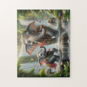 Puzzle Elephant Family Jungle Waterfall Happy Time (Vertical)