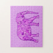 Puzzle Eléphant Fleur Améthyste Violet (Vertical)