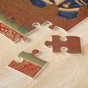 Puzzle Eléphant Inde Yoga rouge