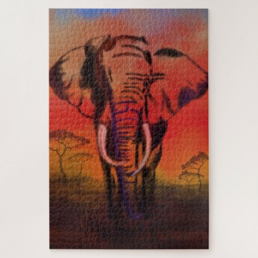 Puzzle Elephant Leader - Dessin Collection d'art - (Vertical)