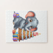 Puzzle Éléphant Mignon 5ème Anniversaire (Horizontal)