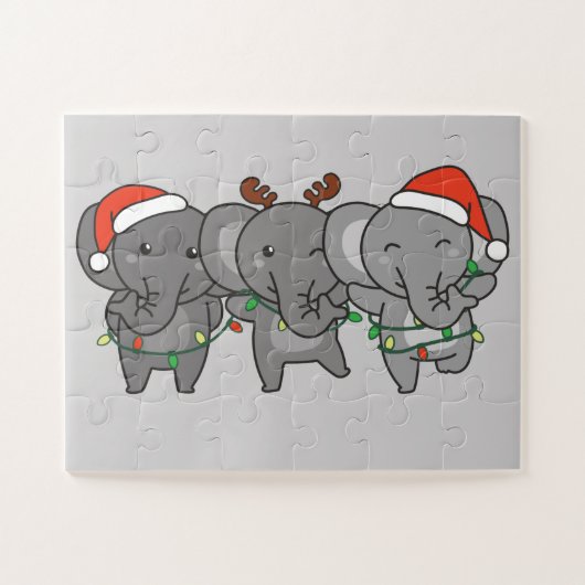 Puzzle Eléphant Noël Animaux mignons Jigsaw P (Horizontal)