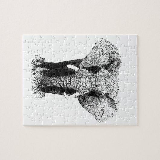 Puzzle Eléphant noir et blanc (Horizontal)