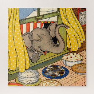 Puzzle éléphant passant la tête par la fenêtre