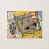 Puzzle éléphant passant la tête par la fenêtre (Horizontal)