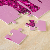 Puzzle Éléphant rose chaud brillant faux scintillements (Côté)