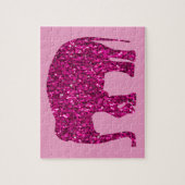 Puzzle Éléphant rose chaud brillant faux scintillements (Vertical)