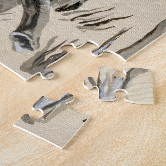 Puzzle Eléphant Se Promenant À Travers L'Art De La Savane (Côté)