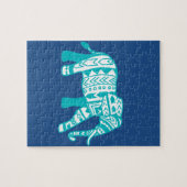 Puzzle Eléphant turquoise Tribal Walking (Horizontal)