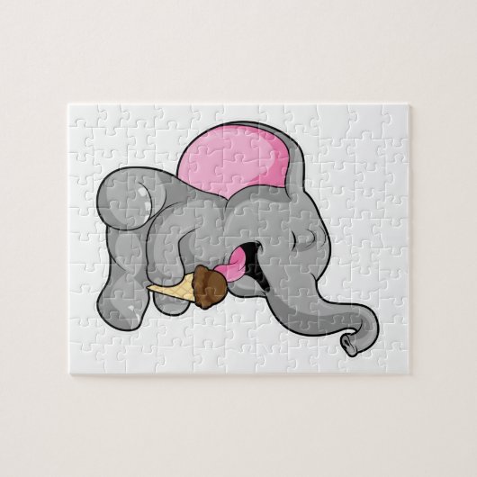 Puzzle Elephant with chocolate gaufre ice cream (Horizontal)