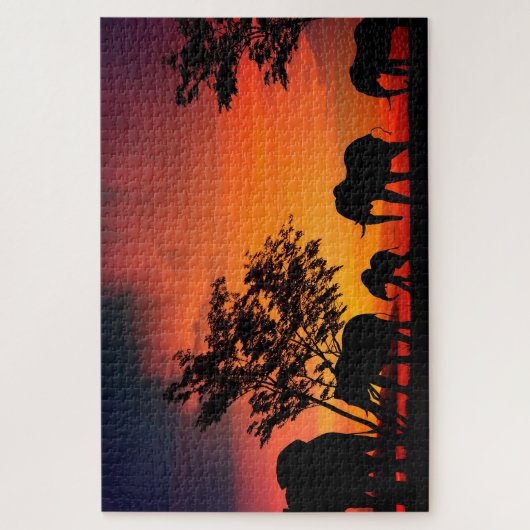 Puzzle Eléphants africains dans les plaines du Serengeti (Vertical)