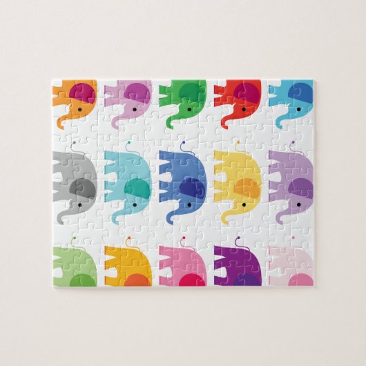 Puzzle Éléphants colorés (Horizontal)