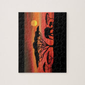 Puzzle éléphants dans le coucher du soleil du Serengeti (Vertical)