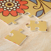 Puzzle Éléphants ethniques, fleurs, motif sans couture. (Côté)