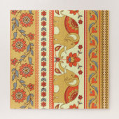 Puzzle Éléphants ethniques, fleurs, motif sans couture. (Horizontal)