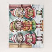 Puzzle Elfe de Noël mignon avec des cadeaux (Vertical)