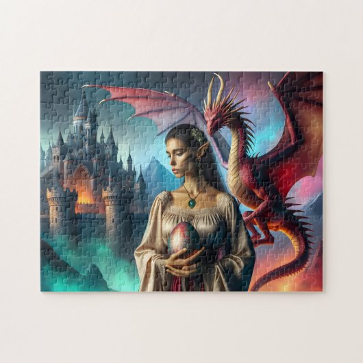 Puzzle Elfe tenant un oeuf de dragon (Horizontal)