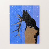 Puzzle Elk bouillonnant en hiver - Art original de la fau (Vertical)