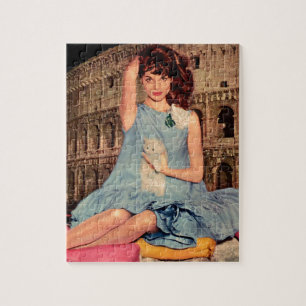 Puzzle Elsa Martinelli et chaton blanc