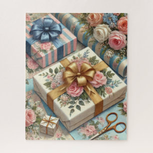 Puzzle Emballage Cadeau Vintage Fleurs Pastel