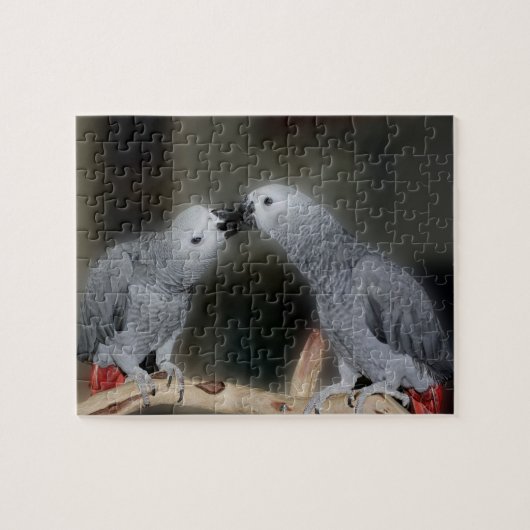 Puzzle Embrasser les perroquets gris d'Afrique mignon ois (Horizontal)