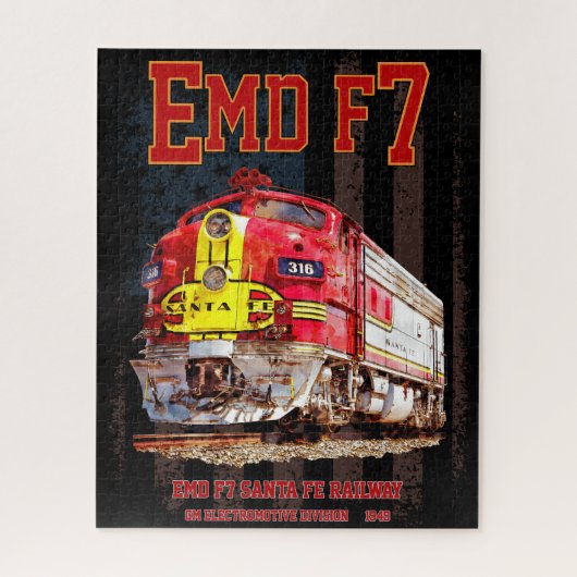 Puzzle EMD F7 Santa Fe Warbonnet avec drapeau américain. (Vertical)