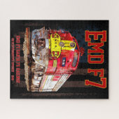 Puzzle EMD F7 Santa Fe Warbonnet avec drapeau américain. (Horizontal)