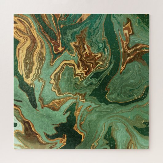Puzzle Emerald Elegance : Gold Marble Luxe (Horizontal)
