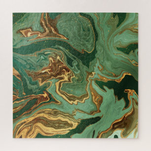 Puzzle Emerald Elegance : Gold Marble Luxe