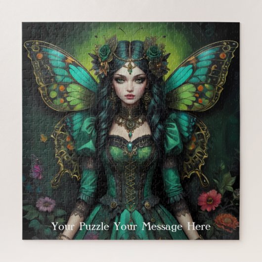 Puzzle Emerald Green Butterfly Girl (Vertical)