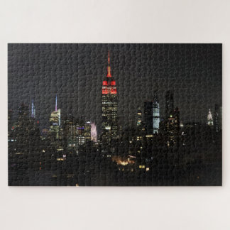 Puzzle Empire State Building à Red Night Skyline