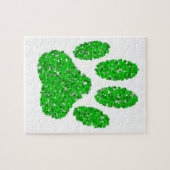 Puzzle Empreinte de patte de chien de feuillage vert (Horizontal)