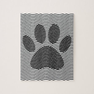 Puzzle Empreinte de patte De Chien Sur Les Vagues Noires 