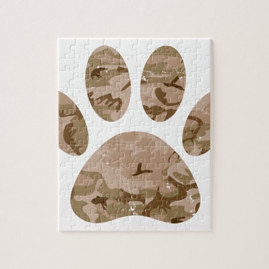 Puzzle Empreinte de patte en détresse de Camo Dog du dése (Vertical)