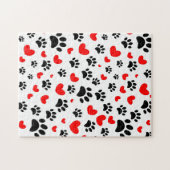 Puzzle Empreintes de pattes De Chiens Random Et Coeurs Ro (Horizontal)