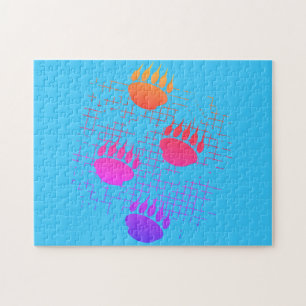 Puzzle Empreintes de pattes De Cub Ours Sur Arrière - pla