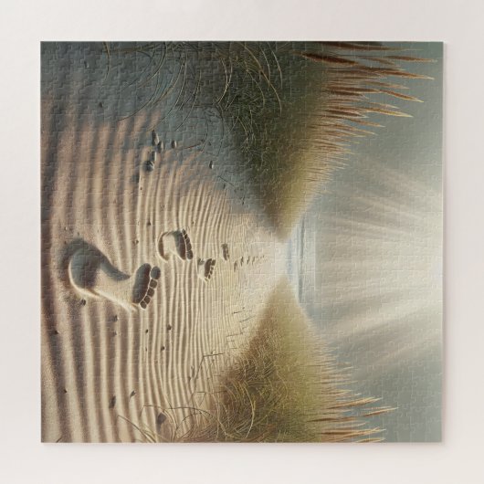 Puzzle Empreintes De Plage Dans Le Sable (Horizontal)