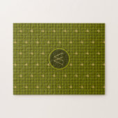 Puzzle en damier Olive avec accent doré (Horizontal)