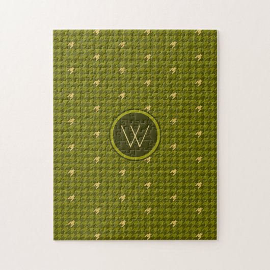 Puzzle en damier Olive avec accent doré (Vertical)