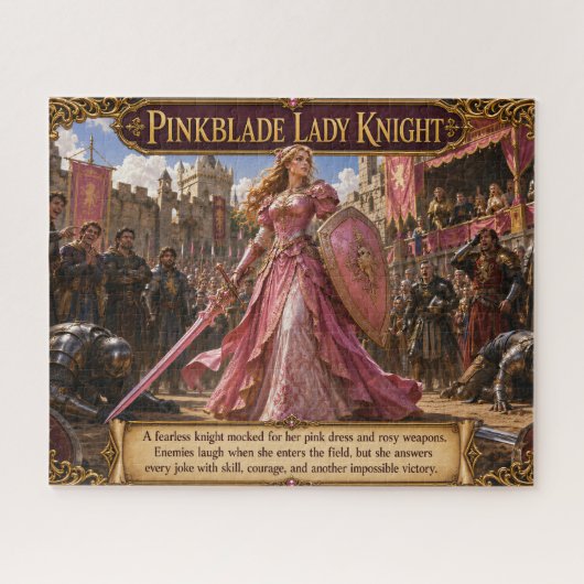 Puzzle en forme de chevalier dame à lame rose (Horizontal)